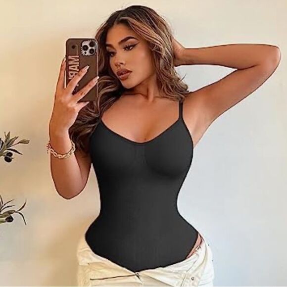 New 3  Bodysuits Sexy Ribbed Shape wear  Hourglass Adjustable Spaghetti Strip - Picture 1 of 16